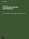 Buchcover Jochen Splett: Althochdeutsches Wörterbuch / Präfixwörter. Suffixwörter. Alphabetischer Index