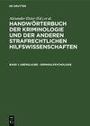 Buchcover Handwörterbuch der Kriminologie und der anderen strafrechtlichen Hilfswissenschaften / Aberglaube - Kriminalpsychologie