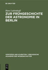 Buchcover Zur Frühgeschichte der Astronomie in Berlin