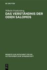 Buchcover Das Verständnis der Oden Salomos