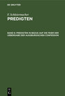 Buchcover F. Schleiermacher: Predigten / Predigten in Bezug auf die Feier der Uebergabe der Augsburgischen Confession
