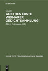 Buchcover Goethes erste Weimarer Gedichtsammlung