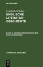 Buchcover Friedrich Schubel: Englische Literaturgeschichte / Von der Renaissance bis zur Aufklärung