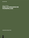 Buchcover Eine altungarische Marienklage