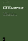 Buchcover August Messer: Das Bildungswesen / Zur Reform der Volksschullehrerbildung