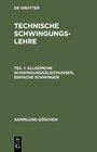 Buchcover L. Zipperer: Technische Schwingungslehre / Allgemeine Schwingungsgleichungen, einfache Schwinger