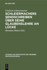 Buchcover Schleiermachers Sendschreiben über seine Glaubenslehre an Lücke