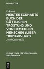 Buchcover Meister Eckharts Buch der göttlichen Tröstung und von dem edlen Menschen (Liber “Benedictus”)