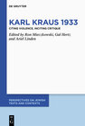 Buchcover Karl Kraus 1933