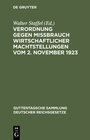 Buchcover Verordnung gegen Mißbrauch wirtschaftlicher Machtstellungen vom 2. November 1923
