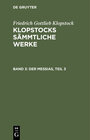 Buchcover Friedrich Gottlieb Klopstock: Klopstocks sämmtliche Werke / Der Messias, Teil 3