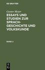 Buchcover Gustav Meyer: Essays und Studien zur Sprachgeschichte und Volkskunde / Gustav Meyer: Essays und Studien zur Sprachgeschi