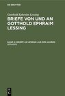 Buchcover Briefe an Lessing aus den Jahren 1771–1773
