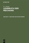 Buchcover O. J. Broch: Lehrbuch der Mechanik / Mechanik der festen Körper