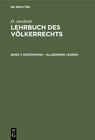 Buchcover D. Anzilotti: Lehrbuch des Völkerrechts / Einführung - Allgemeine Lehren