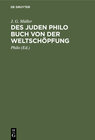Buchcover Des Juden Philo Buch von der Weltschöpfung