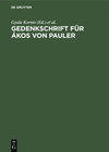Buchcover Gedenkschrift für Ákos von Pauler