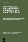 Buchcover Die materielle Gültigkeit von Kaufverträgen / Texte der zitierten Rechtsnormen und amerikanischen Restatements