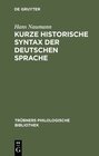 Buchcover Kurze historische Syntax der deutschen Sprache