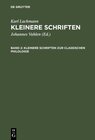 Buchcover Karl Lachmann: Kleinere Schriften / Kleinere Schriften zur classischen Philologie