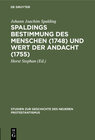 Buchcover Spaldings Bestimmung des Menschen (1748) und Wert der Andacht (1755)