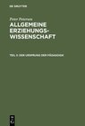 Buchcover Der Ursprung der Pädagogik
