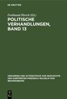 Buchcover Politische Verhandlungen, Band 13