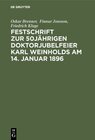 Buchcover Festschrift zur 50jährigen Doktorjubelfeier Karl Weinholds am 14. Januar 1896