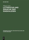 Buchcover Litteratur und Sprache der Singhalesen