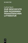 Buchcover Zur Geschichte der modernen französischen Litteratur