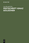 Buchcover Festschrift Ignaz Goldziher