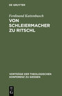 Buchcover Von Schleiermacher zu Ritschl
