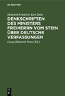 Buchcover Denkschriften des Ministers Freiherrn vom Stein über Deutsche Verfassungen