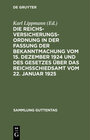 Buchcover Die Reichsversicherungsordnung in der Fassung der Bekanntmachung vom 15. Dezember 1924 und des Gesetzes über das Reichss