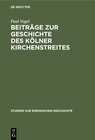 Buchcover Beiträge zur Geschichte des Kölner Kirchenstreites
