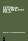 Buchcover Die deutschen Lieder der Carmina Burana