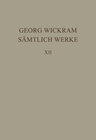 Buchcover Georg Wickram: Sämtliche Werke / Sämtliche Werke, 12