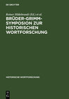 Buchcover Brüder-Grimm-Symposion zur Historischen Wortforschung