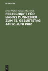 Buchcover Festschrift für Hanns Dünnebier zum 75. Geburtstag am 12. Juni 1982