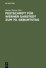 Buchcover Festschrift für Werner Sarstedt zum 70. Geburtstag