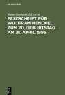 Buchcover Festschrift für Wolfram Henckel zum 70. Geburtstag am 21. April 1995