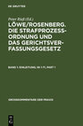 Buchcover Löwe/Rosenberg. Die Strafprozeßordnung und das Gerichtsverfassungsgesetz / Einleitung; §§ 1-71