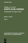 Buchcover Philipp von Zesen: Sämtliche Werke. Lyrik I / Lyrik I. Zweiter Teil