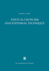 Buchcover Textual Criticism and Editorial Technique