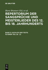 Buchcover Repertorium der Sangsprüche und Meisterlieder des 12. bis 18. Jahrhunderts / Katalog der Texte. Älterer Teil (Q - Z)