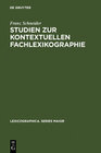 Buchcover Studien zur kontextuellen Fachlexikographie