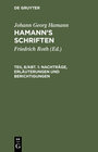 Buchcover Johann Georg Hamann: Hamann’s Schriften / Nachträge, Erläuterungen und Berichtigungen