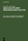 Buchcover Zur Geschichte Friedrichs I. und Friedrich Wilhelms I. von Preußen