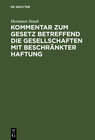 Buchcover Kommentar zum Gesetz betreffend die Gesellschaften mit beschränkter Haftung