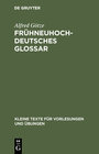 Buchcover Frühneuhochdeutsches Glossar